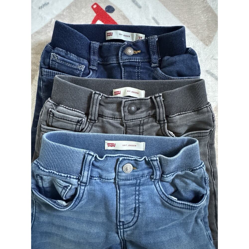 LOT OF 3: Levi’s Toddler Baby Boys Knit Jogger Jeans Size 3T Blue Gray Stretch - Picture 3 of 9